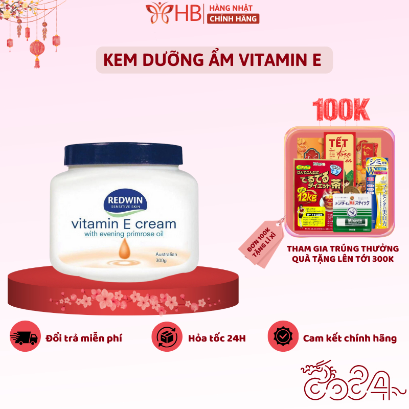 Kem Dưỡng Ẩm Vitamin E Cream Redwin 300g Úc Chính Hãng giúp dưỡng ẩm cho da mịn màng