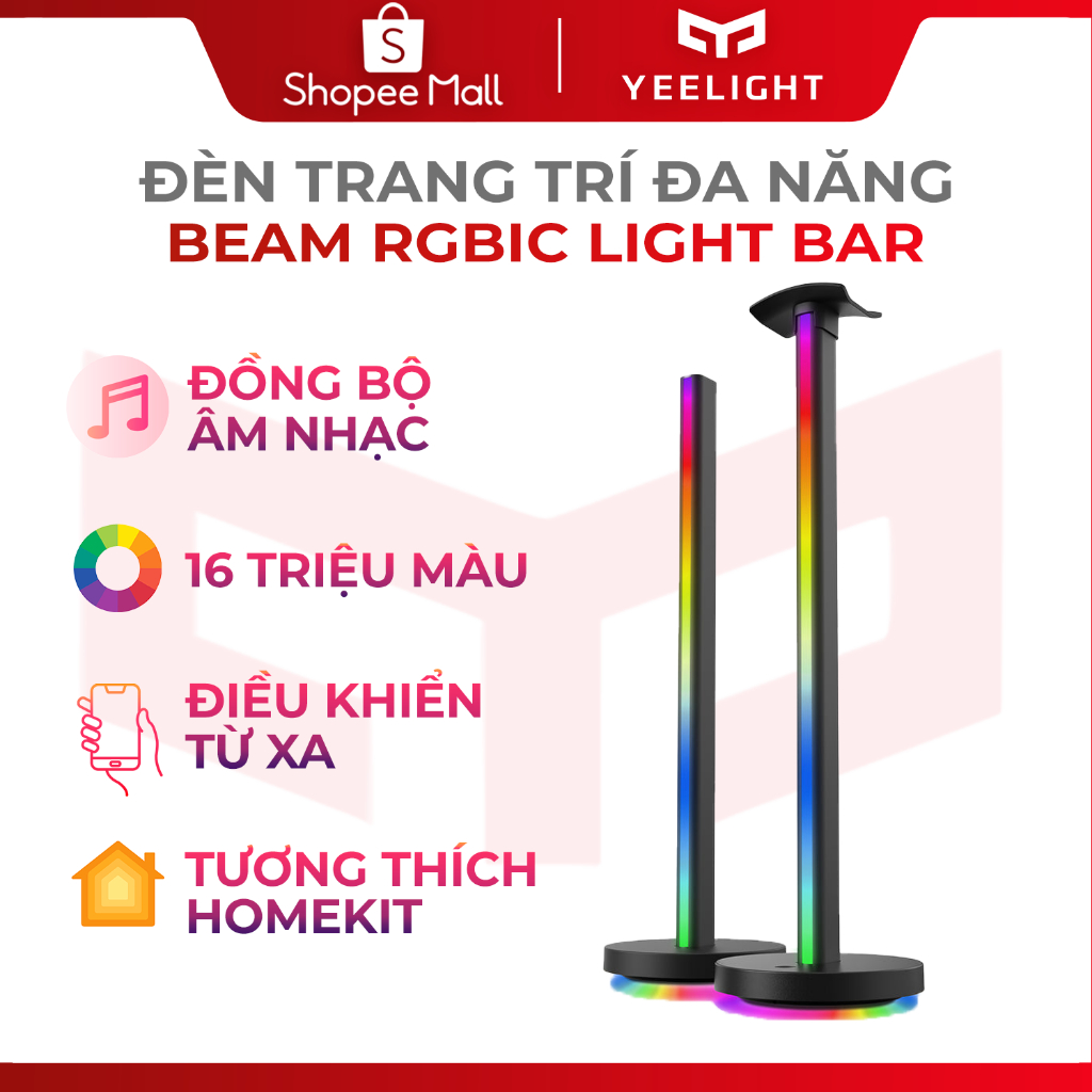 Đèn trang trí Yeelight Beam RGBIC Light Bar - 16 triệu màu, Đồng bộ âm nhạc, Thiết kế độc đáo, Tương thích Matter