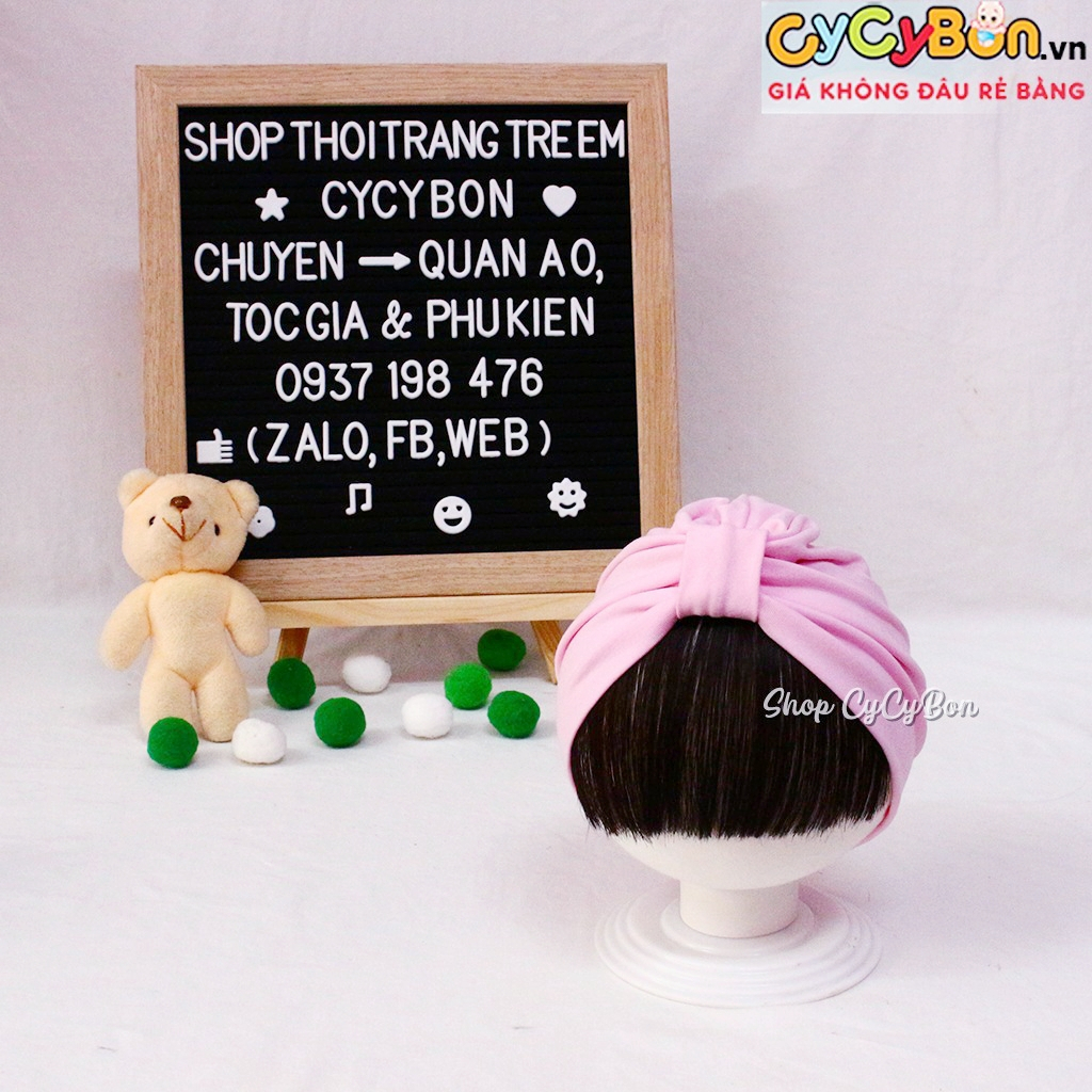 Mũ / Nón Turban Tóc Giả Cho Bé Gái Hồng Phấn Kèm Tóc Mái Ngang