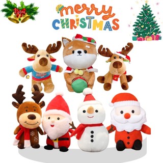  Gấu Bông Giáng Sinh Noel  Người Tuyết Tuần Lộc - Chó Shiba - Merry Christmas - Ông Già Nô En Quà Tặng Thú Nhồi Bông 