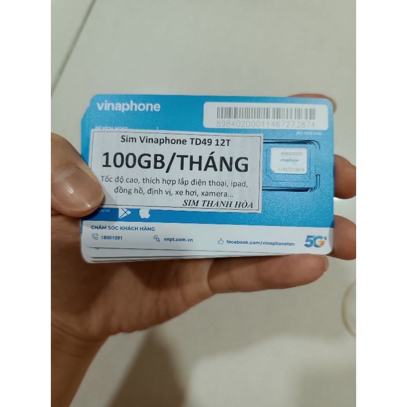 SIM VINAPHONE TD49 NGUYÊN KÍT 100GB/THÁNG [CÓ ESIM, ĐK CHÍNH CHỦ]