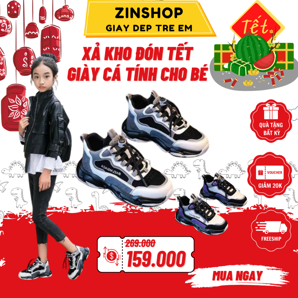 Giày Thể Thao Bé Gái Cổ Thấp Hot 2022 - Chất Cá Tính Cho Bé 3-14 Tuổi G184 ZinshopKid