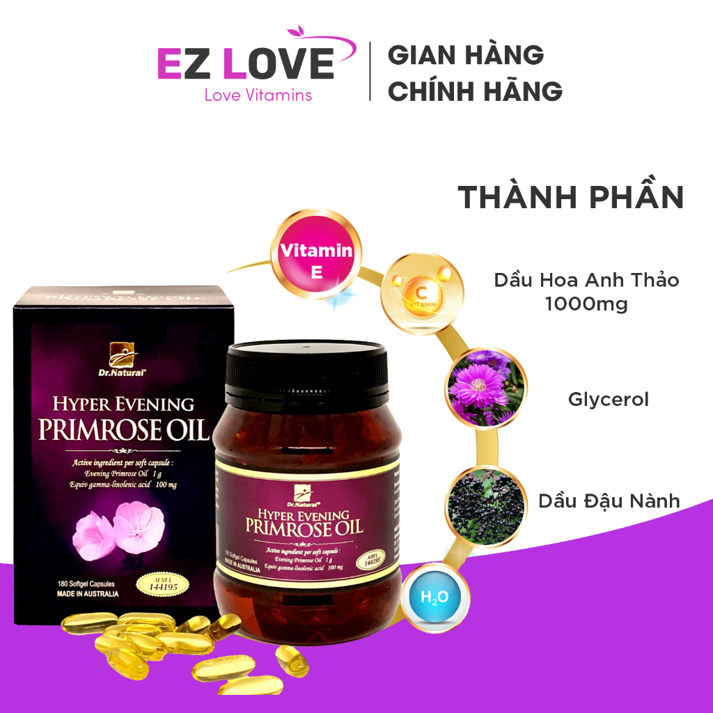 Tinh dầu hoa anh thảo Úc Dr Natural Hyper Evening Primrose Oil