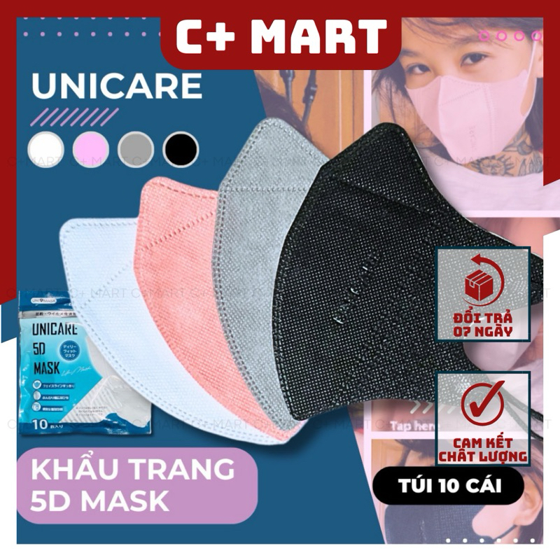 Khẩu trang 5D chống bụi kháng khuẩn 3 lớp tôn dáng mặt