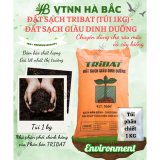 Đất sạch tribat 20dm3 túi 1kg - đất sạch giàu dinh dưỡng, sạch mầm bệnh, thành phần tự nhiên, an toàn