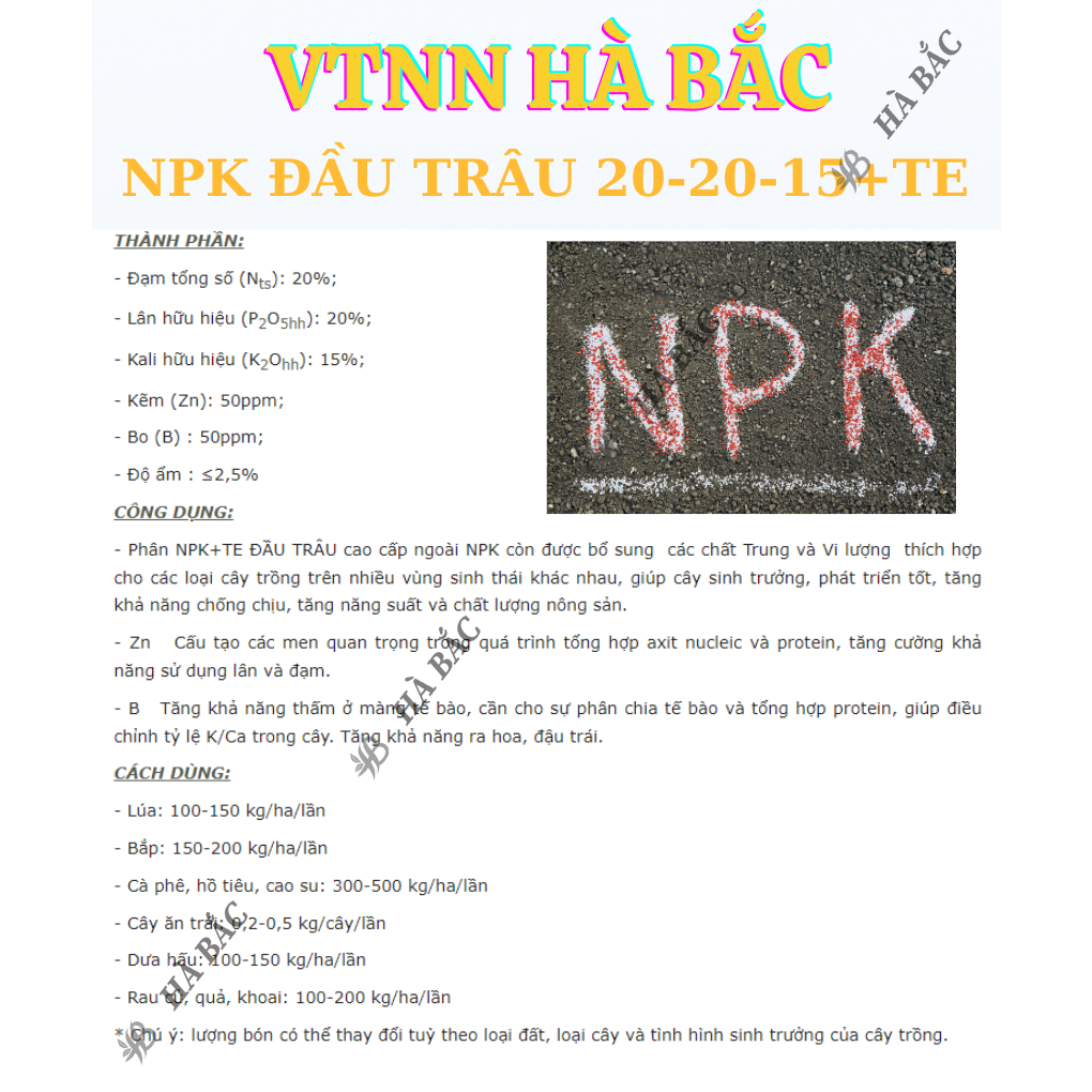 Phân Bón Đầu Trâu NPK 20-20-15+TE Túi 500GR 1KG- Giúp Tăng Trưởng Mạnh