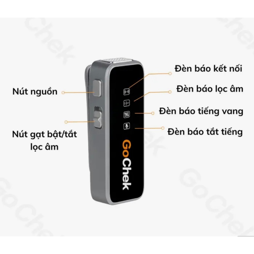 Micro thu âm không dây Gochek Ultral cao cấp kèm hộp sạc - Gắn điện thoại, Livestream, Quay Video, Ghi âm