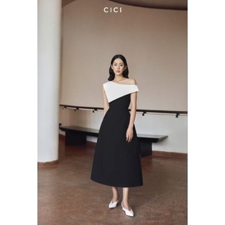 Clio asymmetric off - shoulder dress