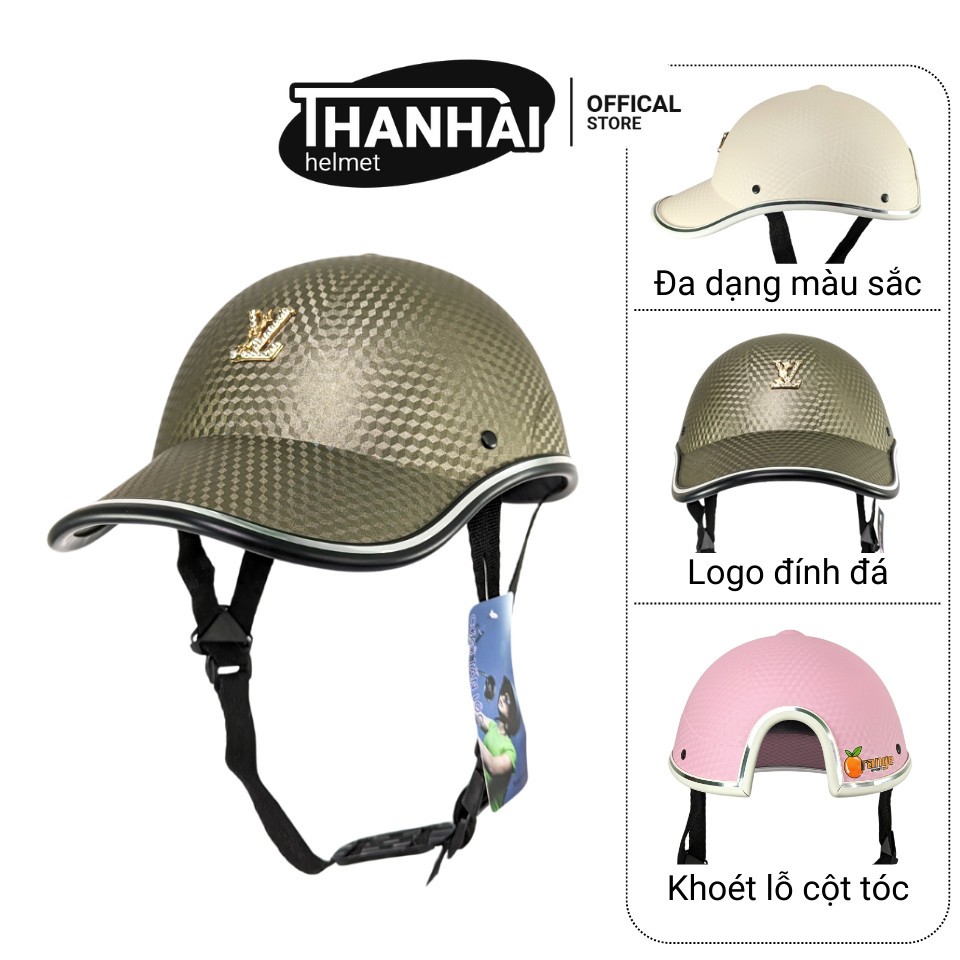 Nón Bảo Hiểm Lưỡi Trai Sơn Cacbon có khoét lỗ Đính Đá chống trầy