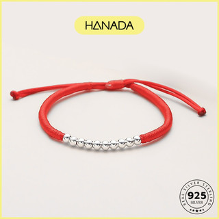 Lắc Tay Bạc 925 Hanada Dây Đỏ Phối 10 Bi Nam Nữ 0969