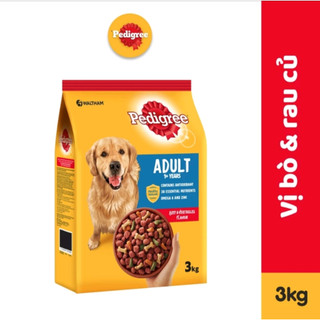 Thức Ăn Hạt Khô Pedigree cho Chó Lớn vị Bò và Rau Củ túi 3kg