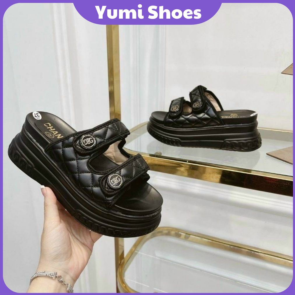Dép Lê Nữ Bánh Mì Đế Xuồng Độn Đế Cao 7CM, 2 Quai Ngang Các Màu Thời Trang Trắng Và Đen (Hàng Chuẩn Xịn Loại 1) Đi Biển
