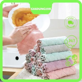 Khăn lau bếp 1k đa năng 2 mặt siêu thấm hút, lau bếp, bát đĩa, bàn ghế, kháng khuẩn hai mặt tiện lợi