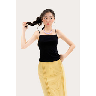 Libé workshop - áo hai dây cổ ngang màu đen