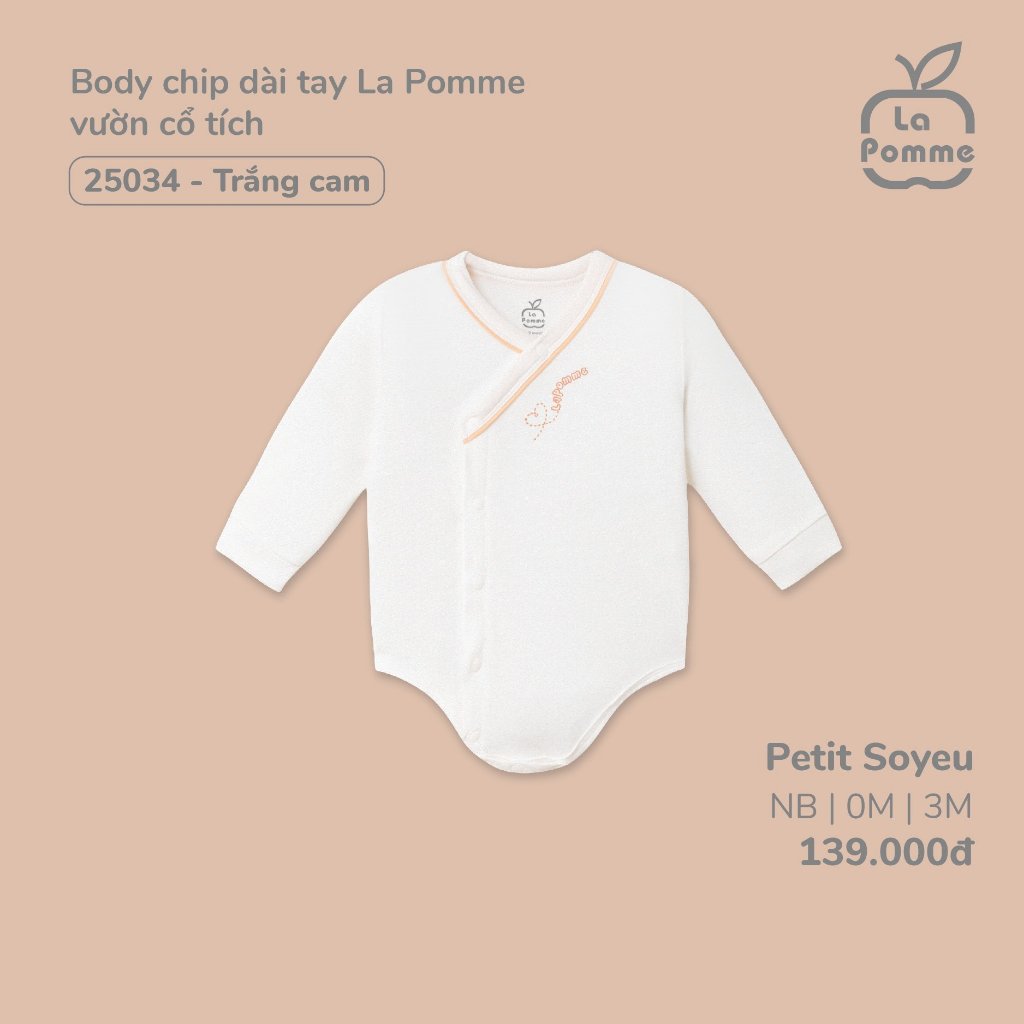 Bộ Bodychip dài tay La pomme cho bé 0months - 6months