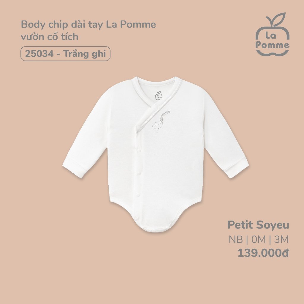 Bộ Bodychip dài tay La pomme cho bé 0months - 6months