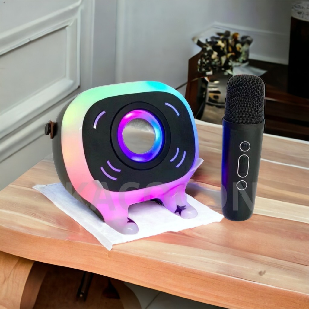 Loa Karaoke KACOCON L37 Tích Hợp Đèn Led Chạy 7 Màu Xung Quanh Loa Tặng Kèm 1 Míc Không Dây
