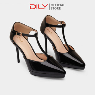 Giày cao gót nữ DILY đế đúp quai chữ T tinh tế, giày bít nữ mũi nhọn gót nhọn cao 9.5cm AA0465