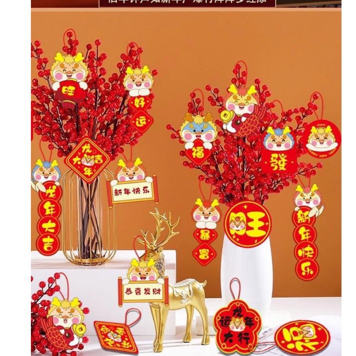 SET 72 CHI TIẾT TREO TẾT 2024 RỒNG ĐỎ MAY MẮN, TRANG TRÍ TẾT