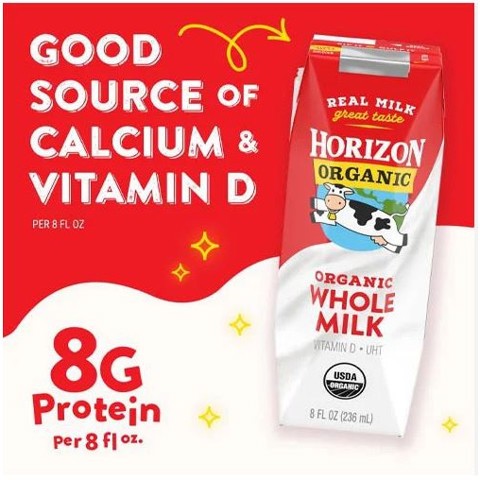 Sữa Tươi Dạng Nước Horizon Organic Whole Milk Nguyên Kem - Hộp 236ml