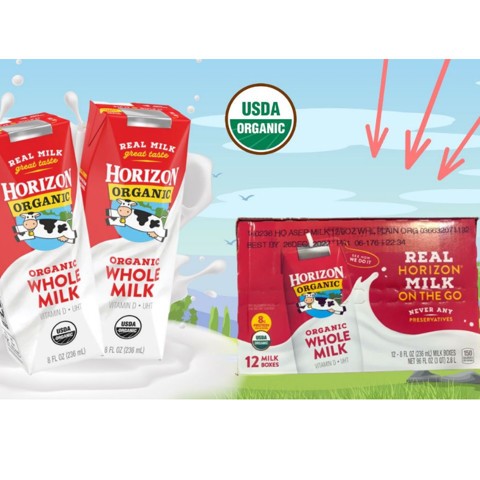 Sữa Tươi Dạng Nước Horizon Organic Whole Milk Nguyên Kem - Hộp 236ml