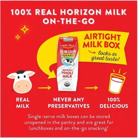 Sữa Tươi Dạng Nước Horizon Organic Whole Milk Nguyên Kem - Hộp 236ml