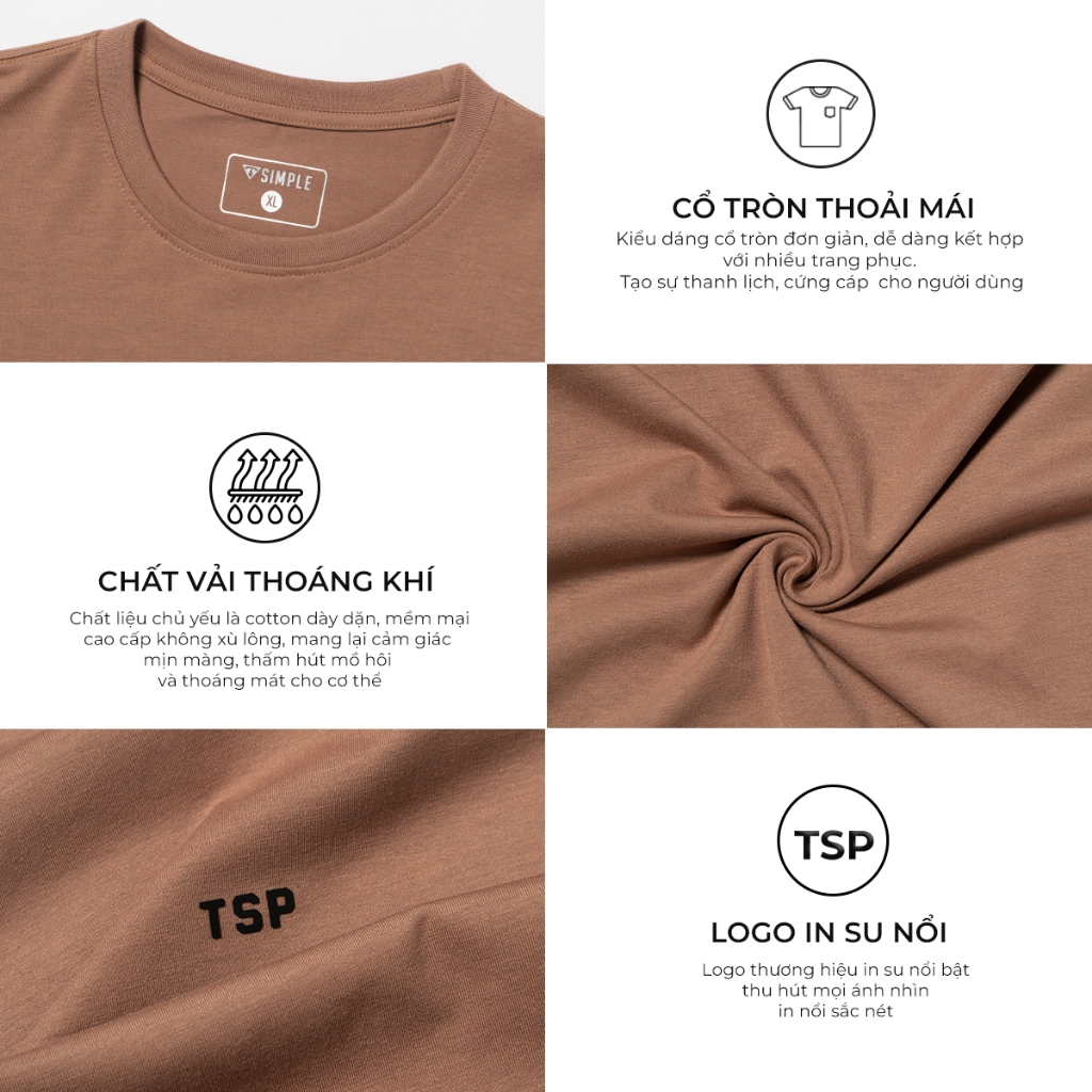 Áo Thun Nam Cổ Tròn TSIMPLE phông trơn tay ngắn vải Cotton cao cấp chống nhăn chuẩn form A10104