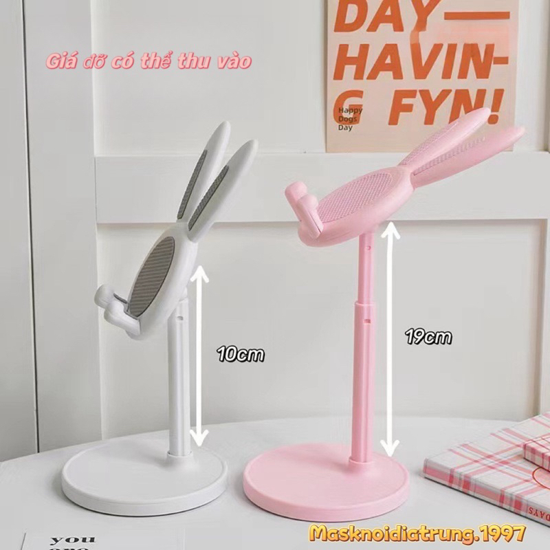 Giá Đỡ Điện Thoại, Ipad Hình Tai Thỏ Màu Sắc Pastel