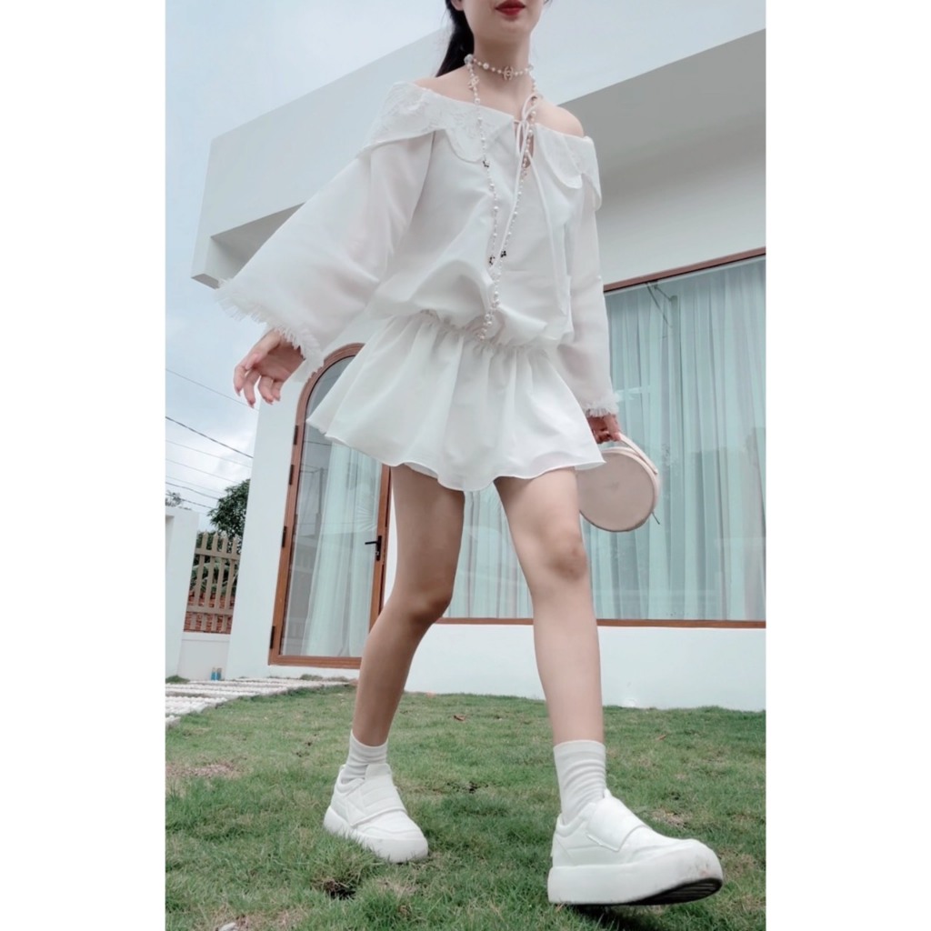 Váy tiểu thư trễ vai sang chảnh BORA Jump thiết kế AGUJA