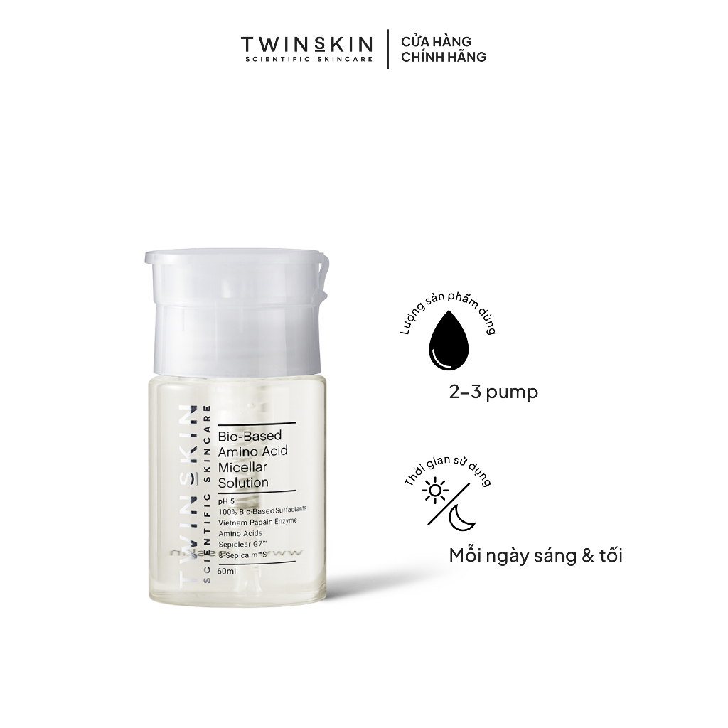 Nước tẩy trang sạch sâu, giảm viêm, bảo dưỡng hàng rào bảo vệ da - Bio-Based Amino Acid Micellar Twins Skin 60ml