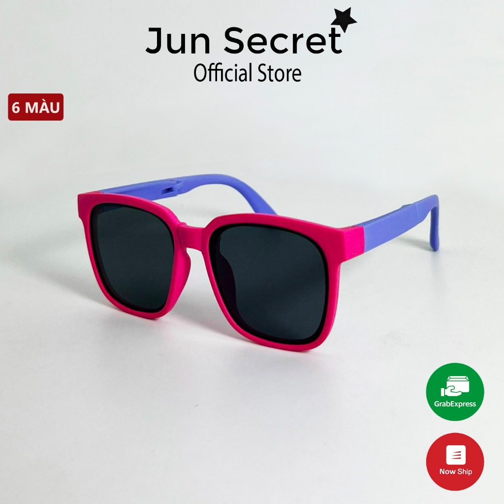 Kính mát gập gọn thời trang Jun Secret chất liệu nhựa dẻo, tròng chống bụi, tia Uv dành cho bé từ 3 đến 9 tuổi mã JS8104