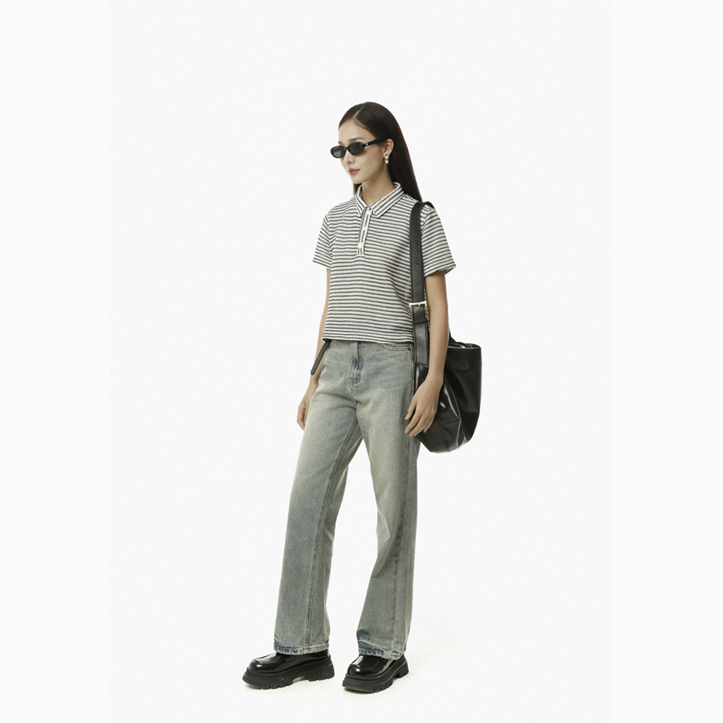 TALY - Áo polo sọc Amber