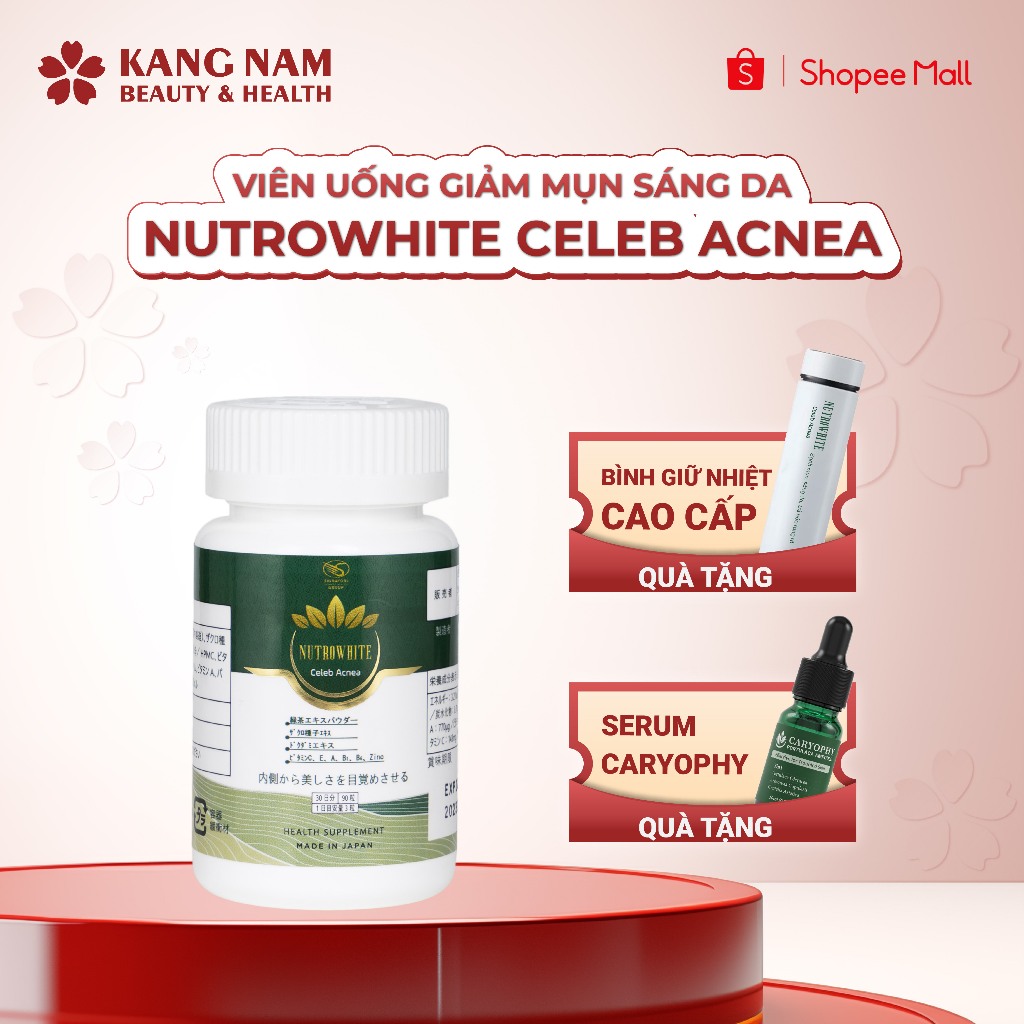 Viên Uống Giảm Mụn Sáng Da, Ngăn Ngừa Lão Hóa NUTROWHITE Celeb Acnea (Hộp/90 Viên)