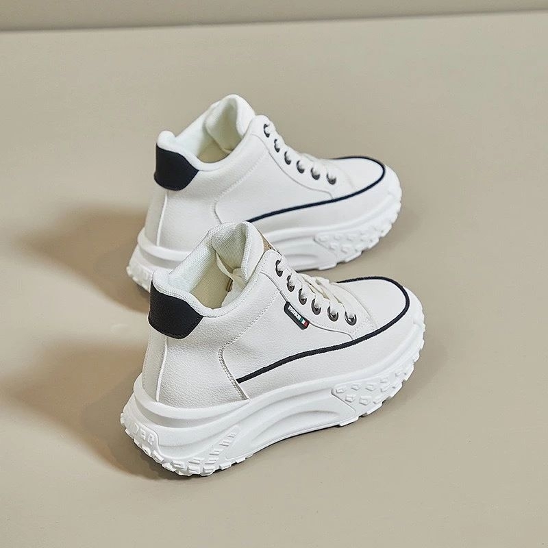 Giày Nữ, Giày Thể Thao Nữ cổ cao 2 màu Đen, Kem HOTTREND 2023 !