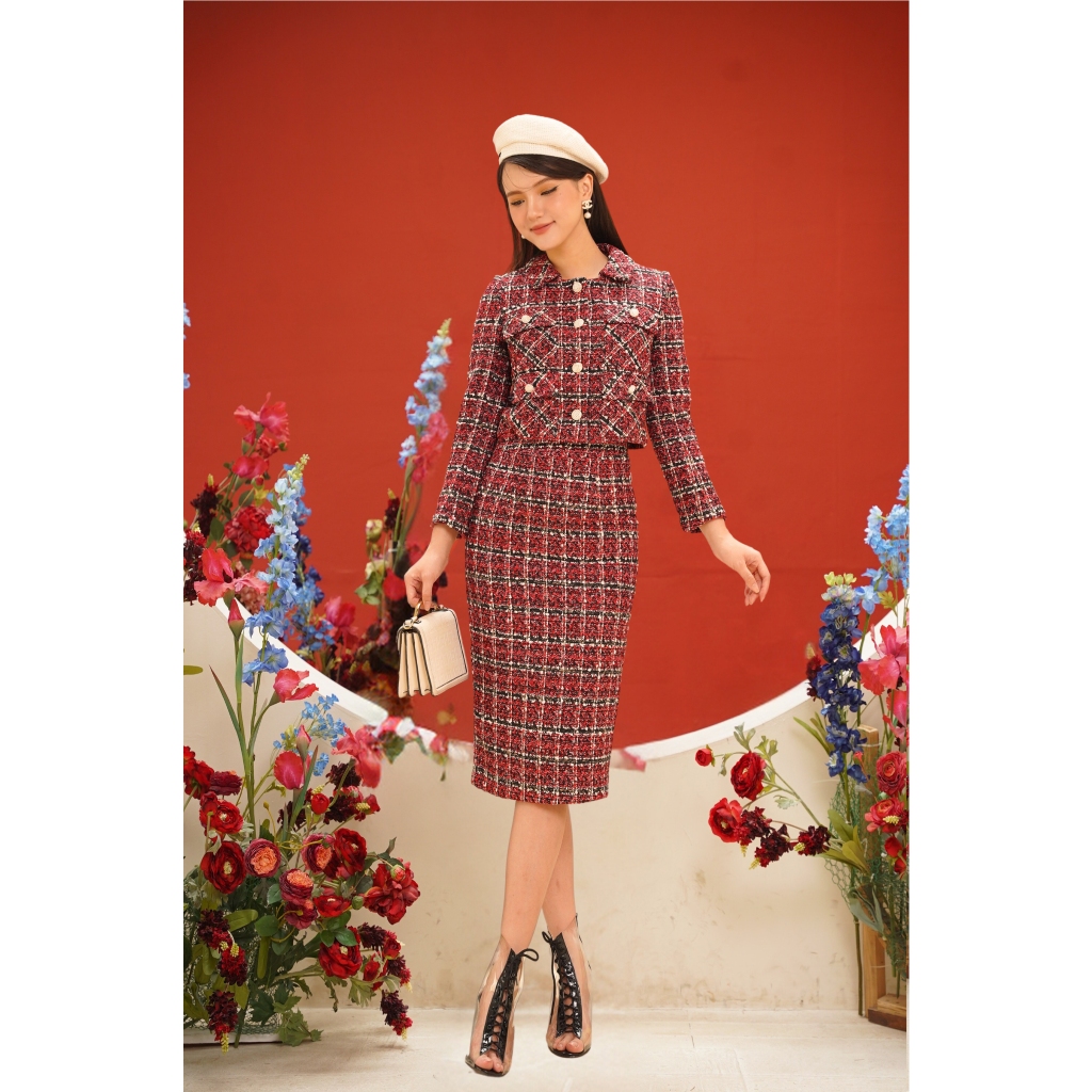 Sét bộ dạ công sở dáng ôm Lendo cao cấp SB230911