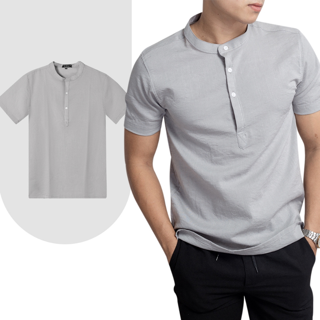 Áo Sơ Mi Đũi Nam TSIMPLE ngắn tay cổ tàu vải Linen mềm mịn thoáng mát lịch sự thời trang cao cấp ADS