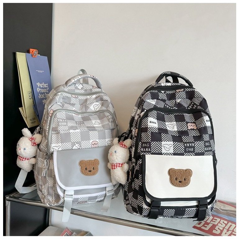 Balo Caro Móc Gấu