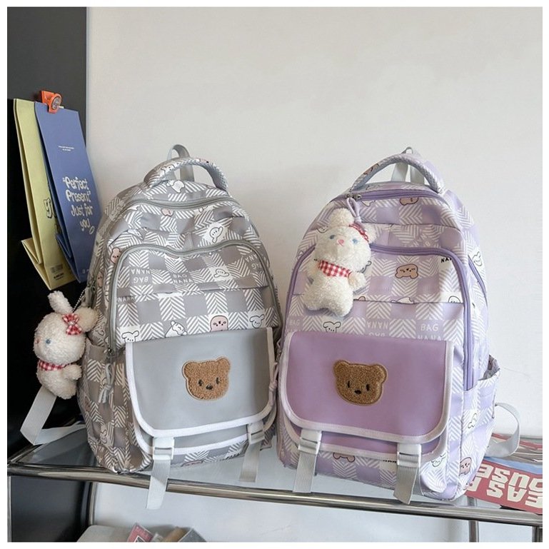 Balo Caro Móc Gấu