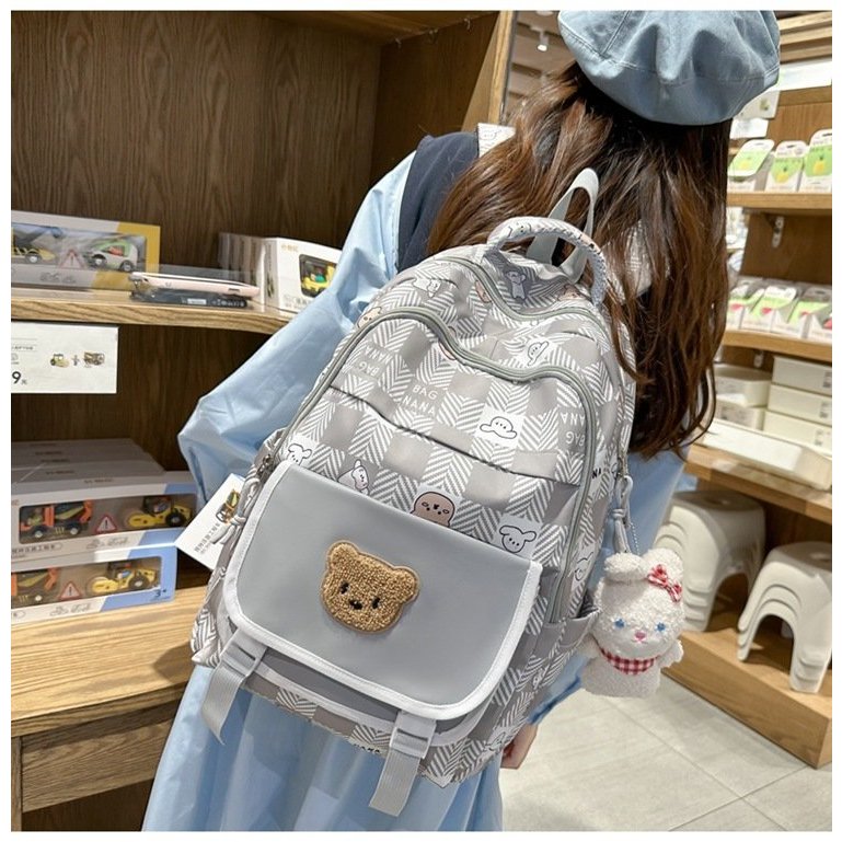 Balo Caro Móc Gấu