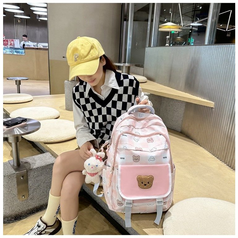 Balo Caro Móc Gấu