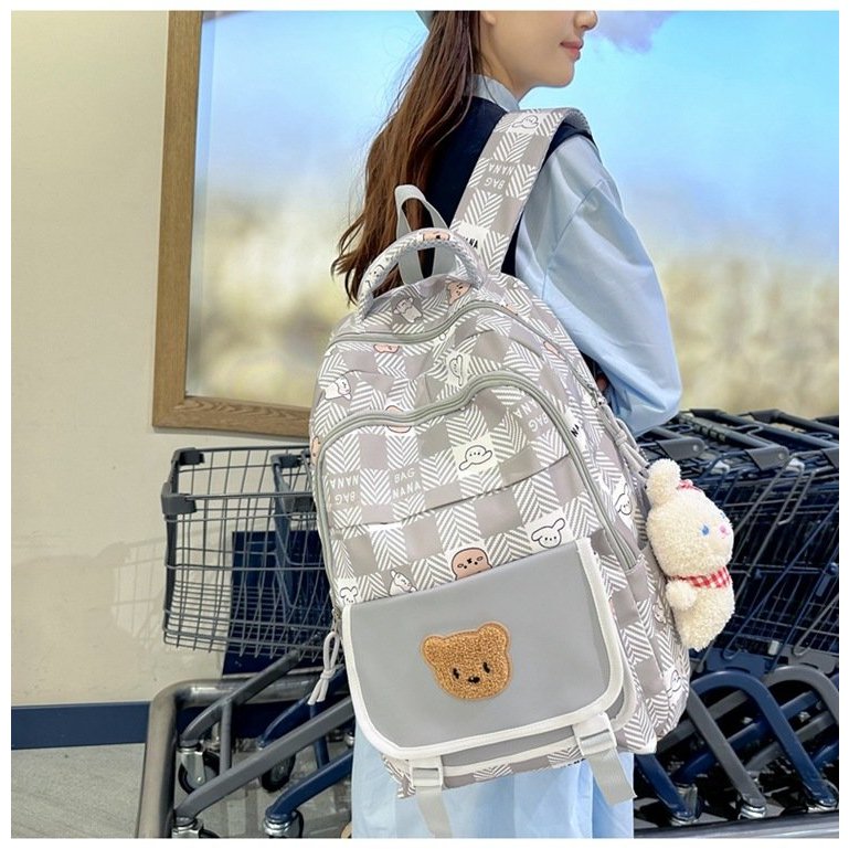 Balo Caro Móc Gấu