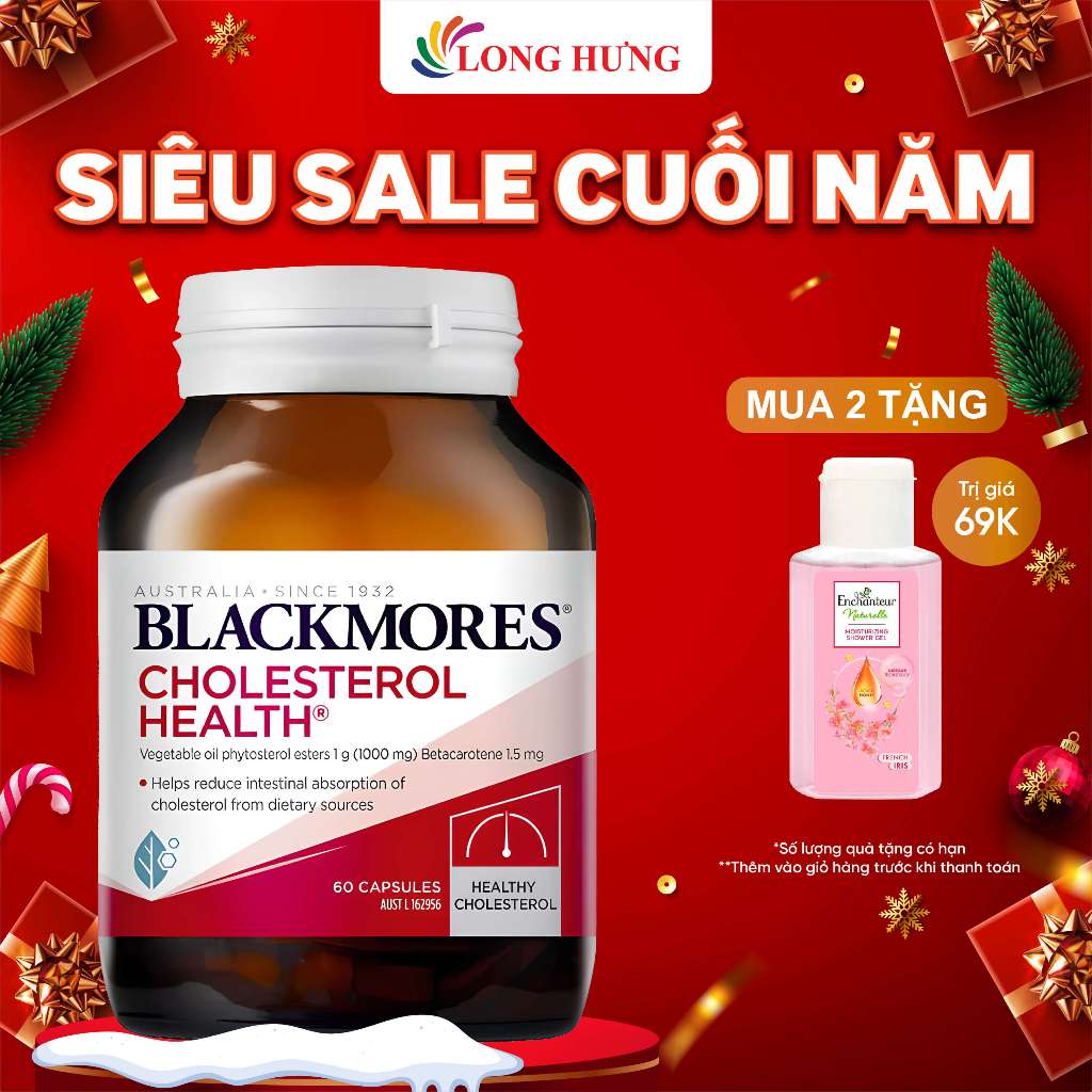 Viên uống Blackmores Cholesterol Health hỗ trợ cân bằng cholesterol trong máu (60 viên)