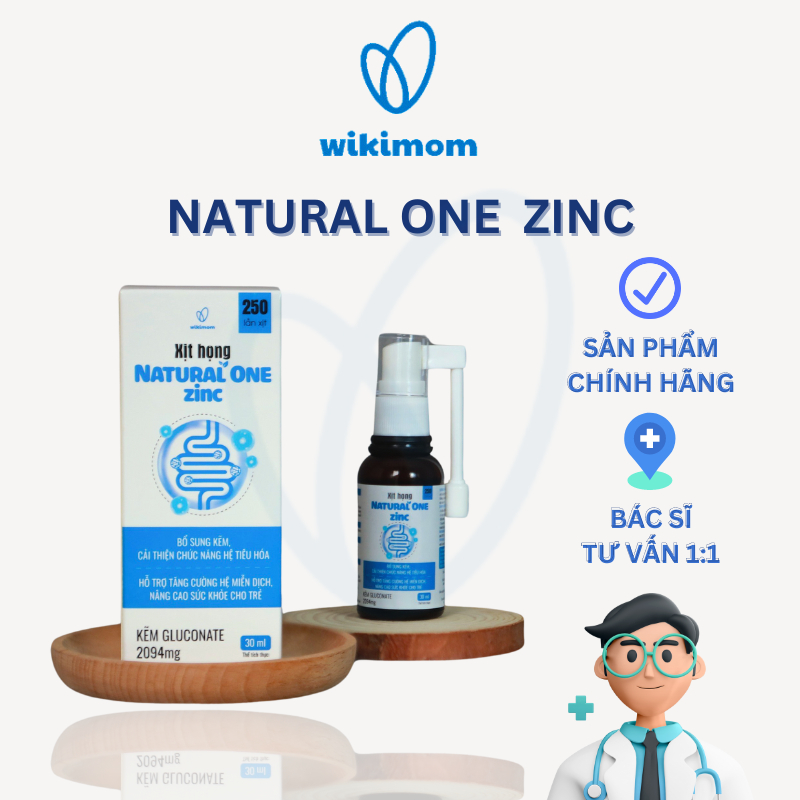 Xịt Kẽm Natural One Zinc 30ml Wikimom - Bổ sung Kẽm,hỗ trợ làm giảm rối loạn tiêu hóa, tiêu chảy, chán ăn cho trẻ em