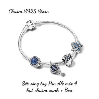 COMBO BỘ VÒNG TAY PAN ALE MIX 4 HẠT CHARM MỆNH THUỶ BẠC S925 HÀNG CAO CẤP
