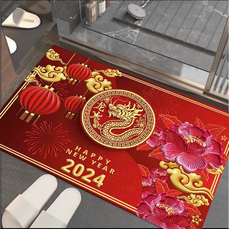 THẢM TẾT 2024 In Hình 3D, THẢM LAU CHÂN , CHÙI CHÂN ,CHỐNG TRƠN TRƯỢT , THẤM HÚT TỐT 60x40 cm