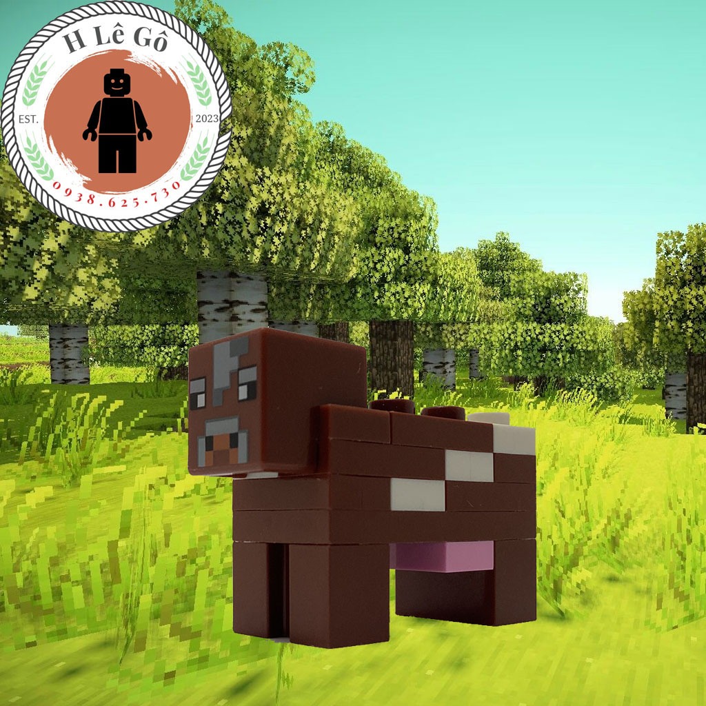 Bò nâu Minecraft Cow mới Full seal