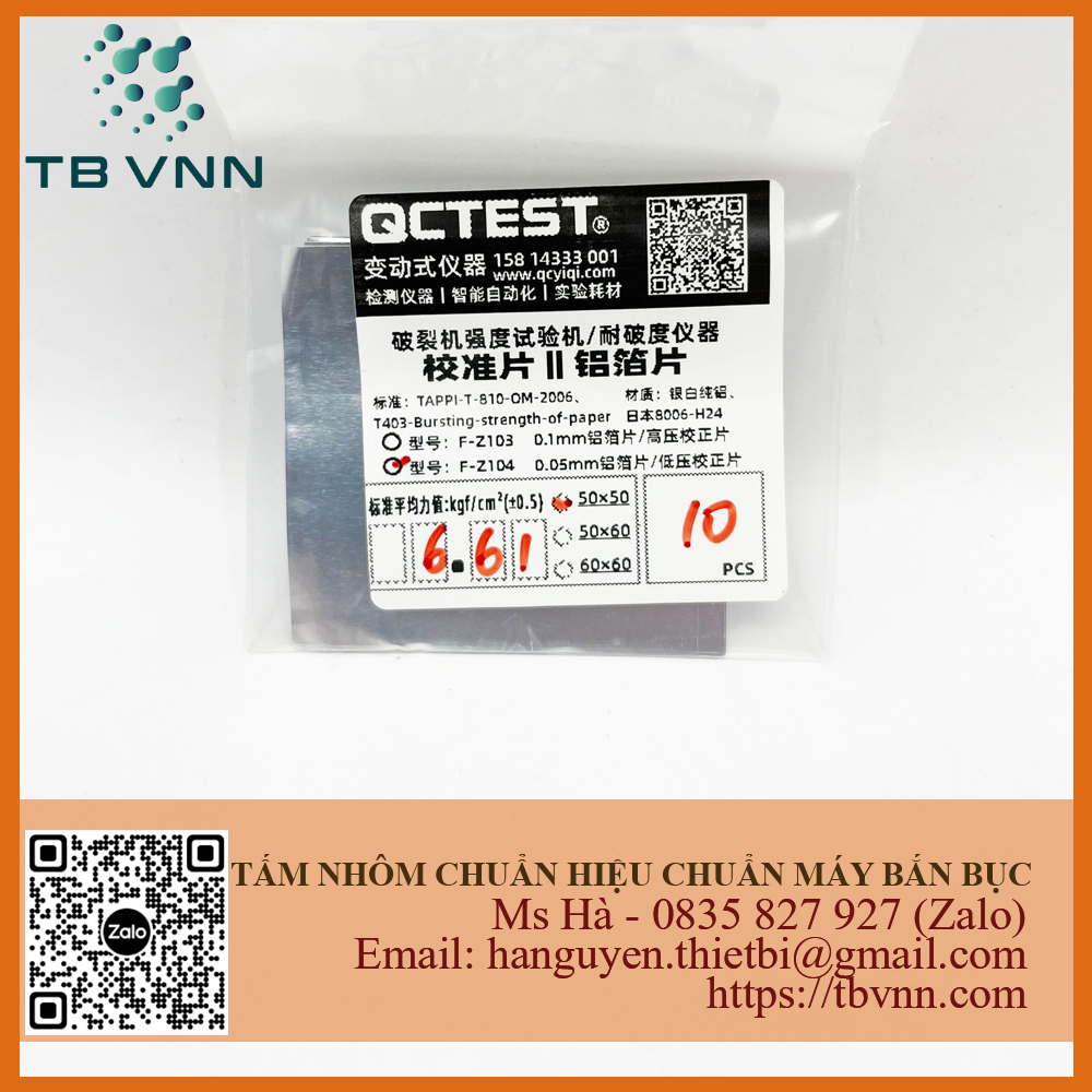 Tấm nhôm hiệu chuẩn máy bắn bục 50x50mm