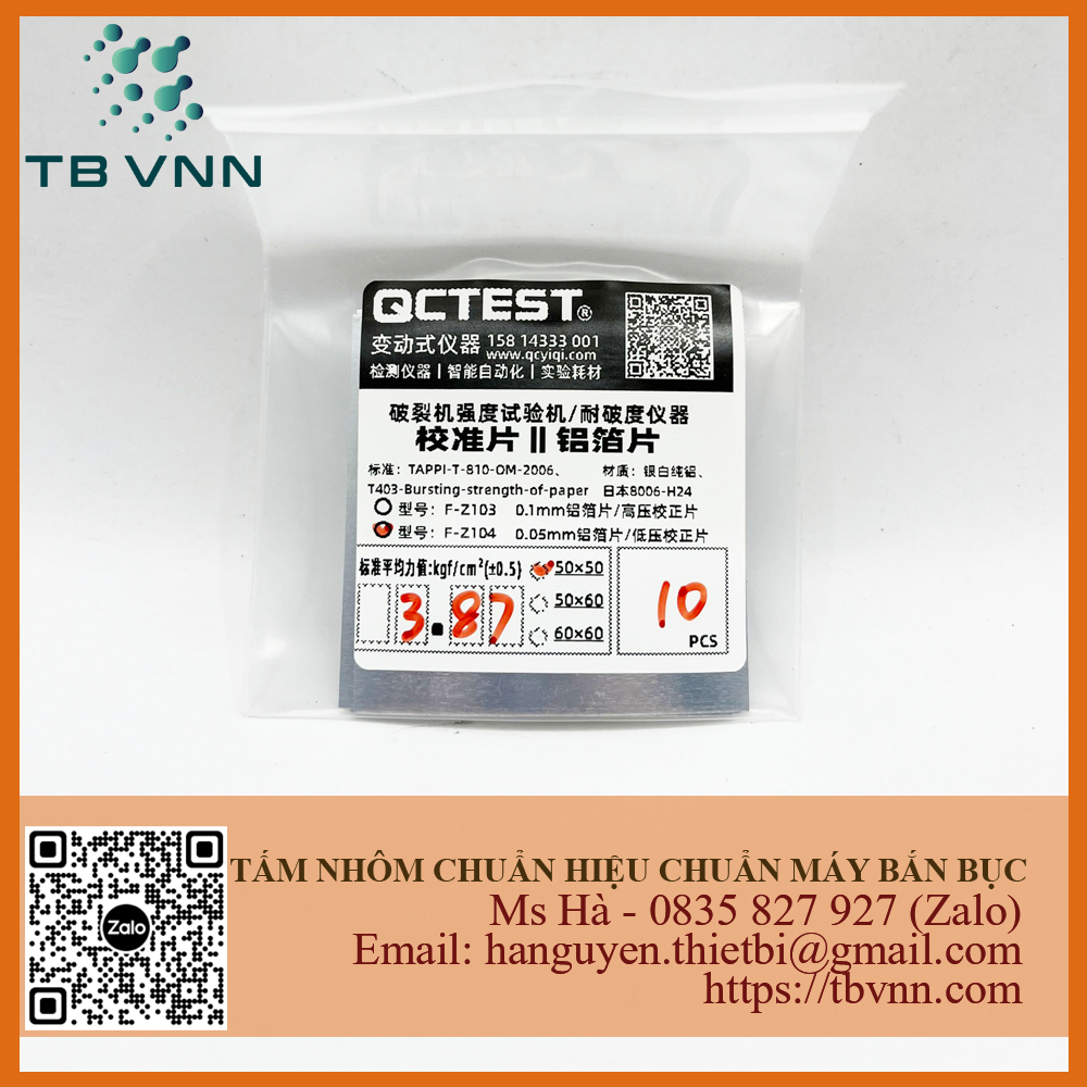 Tấm nhôm hiệu chuẩn máy bắn bục 50x50mm