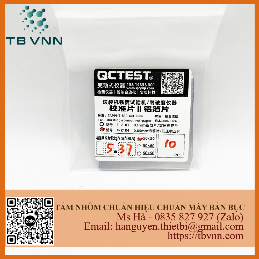 Tấm nhôm hiệu chuẩn máy bắn bục 50x50mm