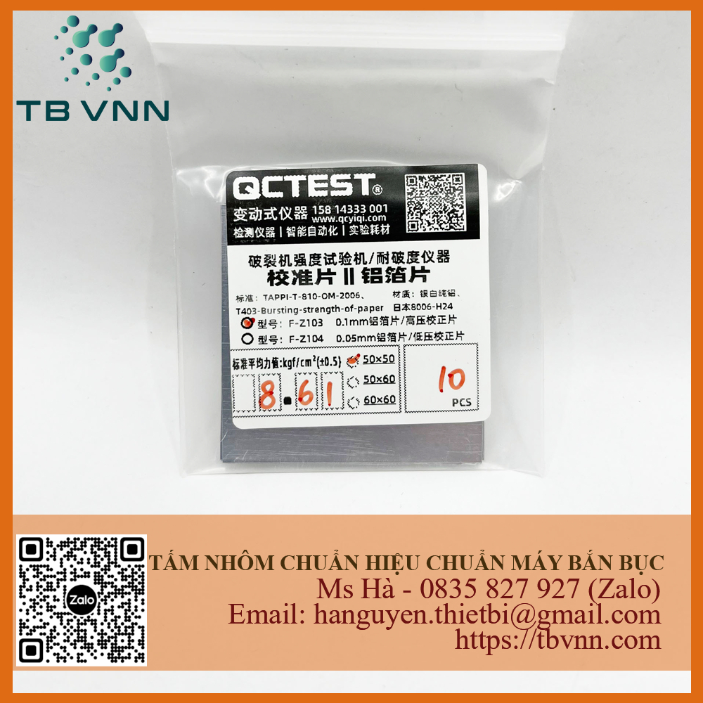 Tấm nhôm hiệu chuẩn máy bắn bục 50x50mm